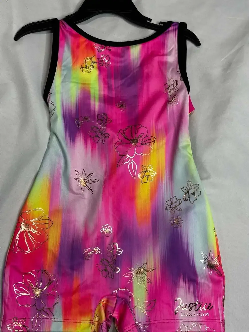 Justice Abstract Floral Brushstroke Gym Dance Unitard Size 7/8